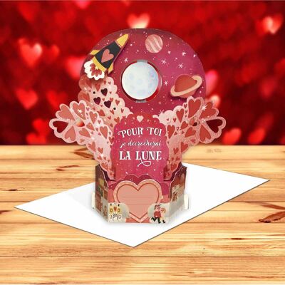 Carte Saint-Valentin Pop up 3D - Petits coeurs