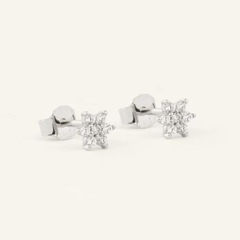 Boucles Fleur Mia - Blanc - Argent 1