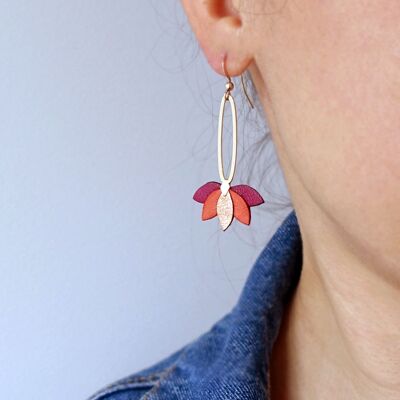 Boucles d'oreille lotus en cuir