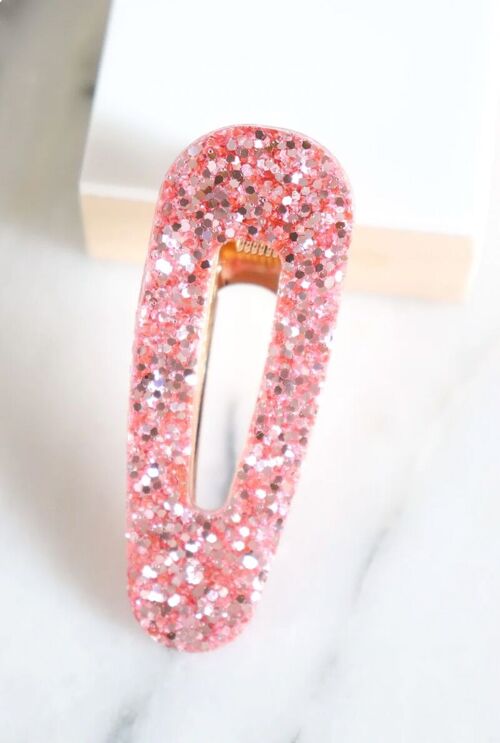 Barrette triangle paillettes roses argent