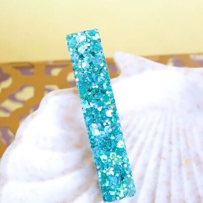 Straight turquoise glitter barrette