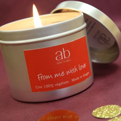 Handmade scented candle with message – From me with love