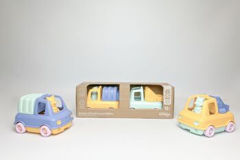 Jouets d'extérieurs, Pack de 33 jouets véhicules roulants, Made in France en plastique recyclé, Cadeau 1-5 ans, Pâques 8
