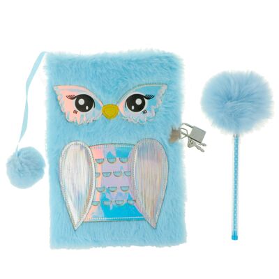 Children's Plush Notebook - A5 - Owl Model - 80 Sheets - With lock