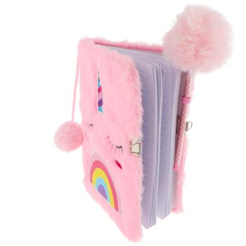 Carnet Peluche Enfant - A5 - Modèle Licorne - 80 Feuilles - avec cadenas 3