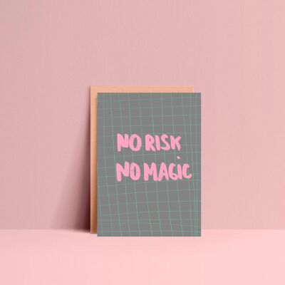 No risk no magic postcard