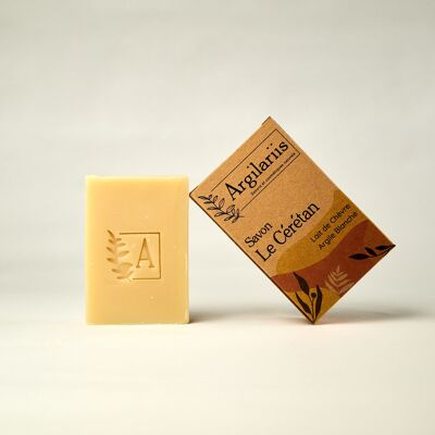 Cérétan soap, fragrance-free, enriched with goat's milk and white clay