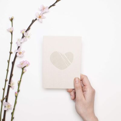Tarjeta de corazón San Valentín, postal con guijarro de corazón, tarjeta para una boda, para saludos de San Valentín, como mensaje de amor, corazón minimalista