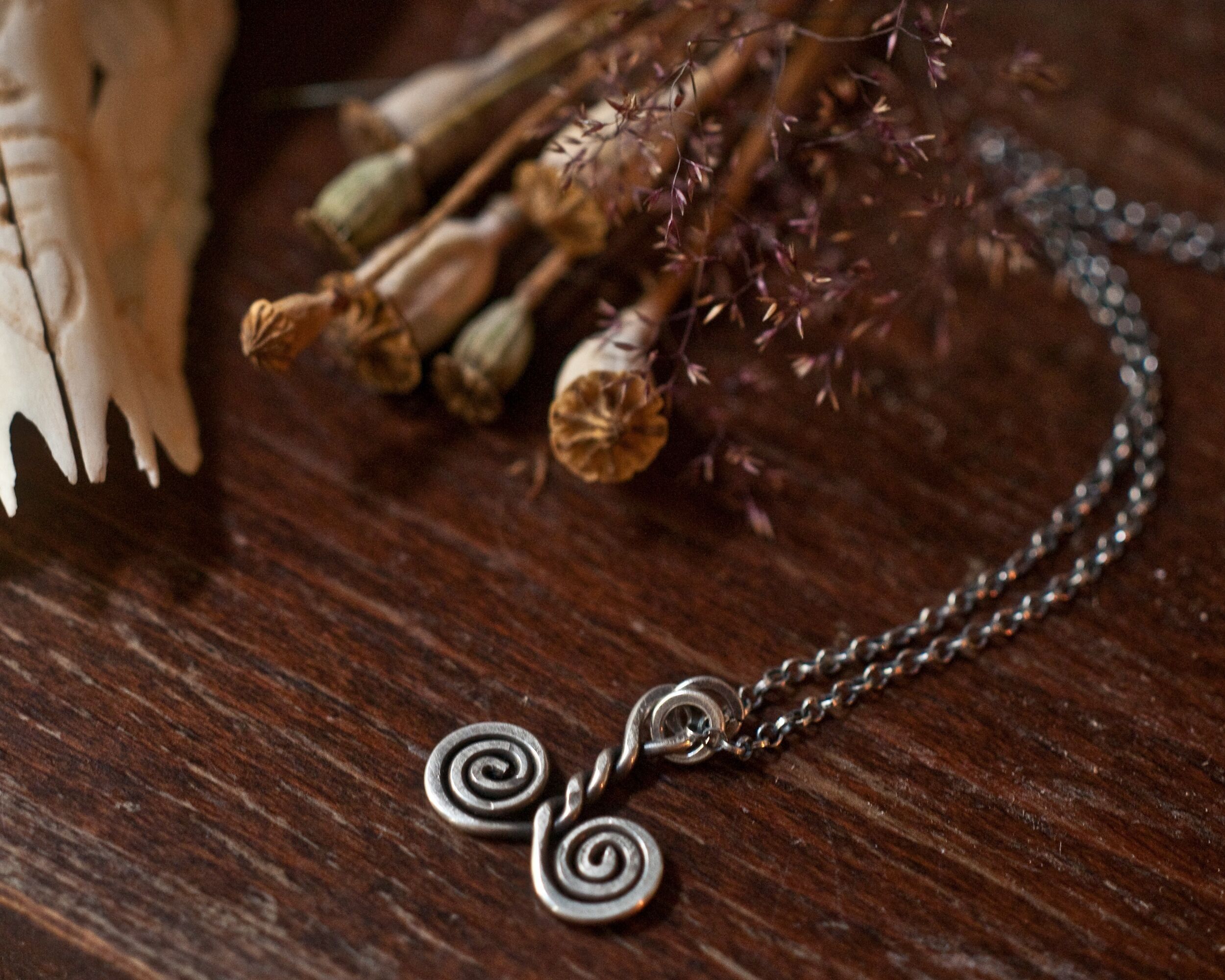 Collana esoterica, .Amuleto a spirale 925