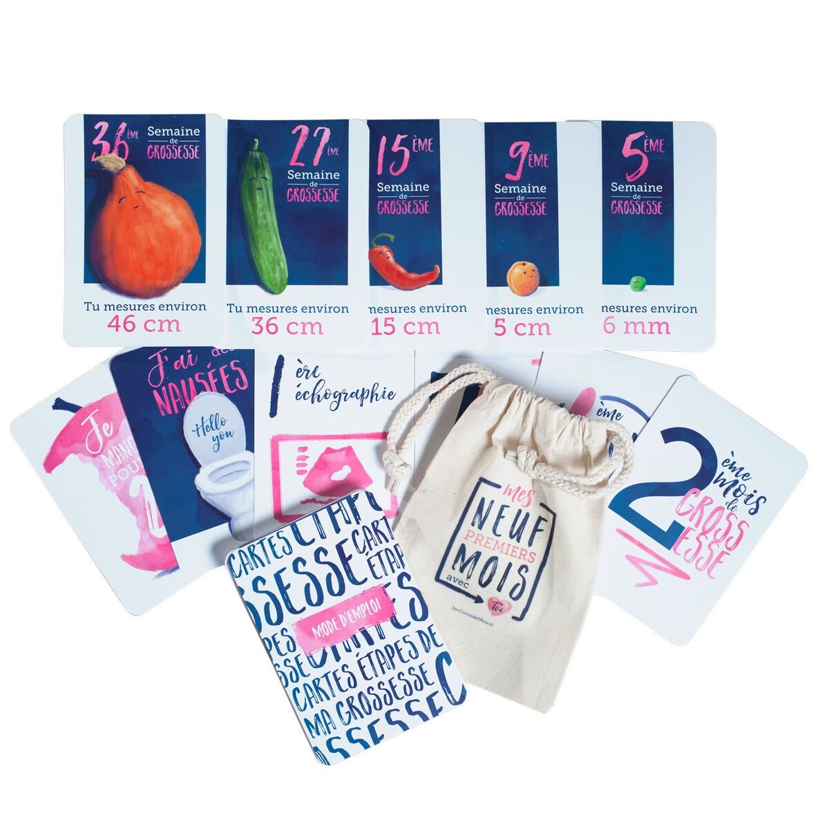 50 tarjetas de etapas de embarazo