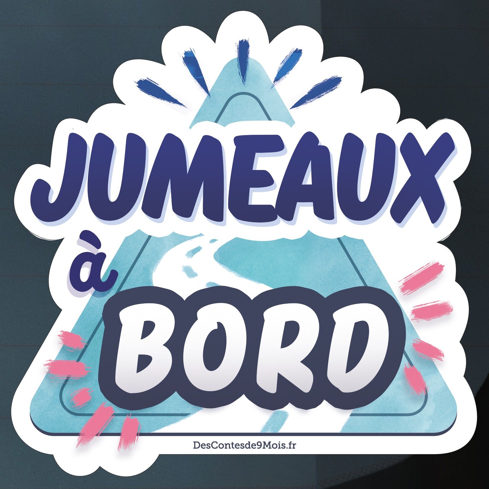 Vinilo bebé a bordo para coche - Gemelos - Azul y rosa