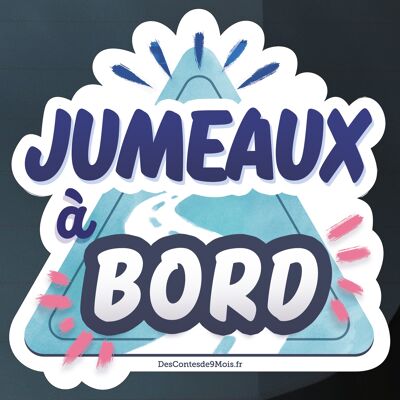 Sticker auto Bébé à bord - Jumeaux - Bleu et Rose