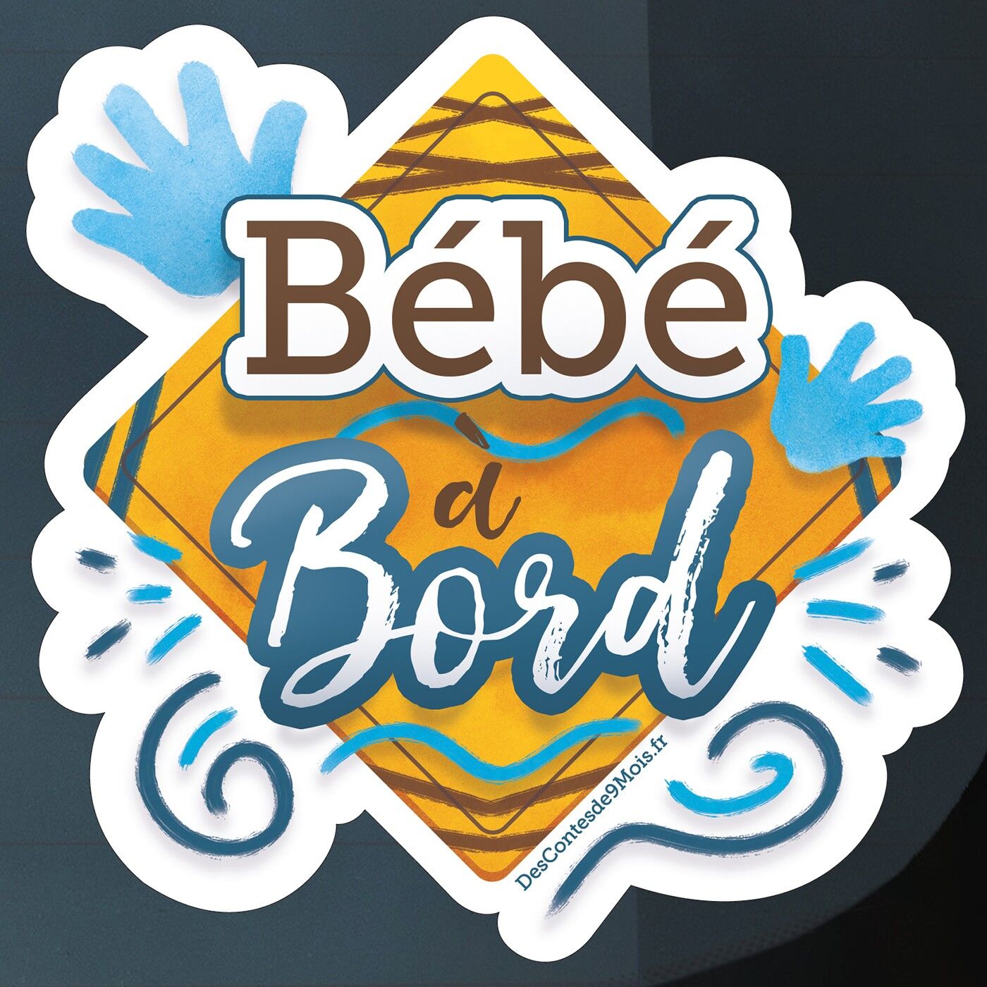 Vinilo infantil bebé a bordo - Naranja y azul