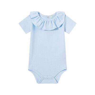 Body per bebè azzurro con collo arricciato