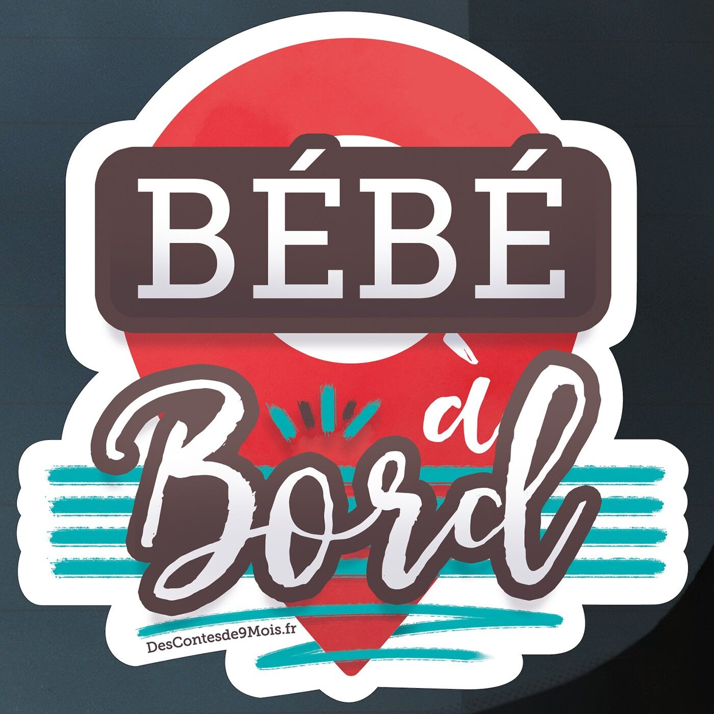 Vinilo bebé a bordo para coche - Rojo y Marrón