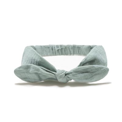 Cotton Headband With Aqua Green Bow