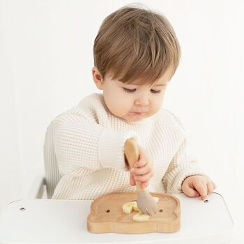 Planche enfant ours avec fourchette beige 3