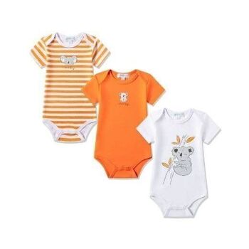 Lot de 3 bodies bébé garçon orange kaola 1