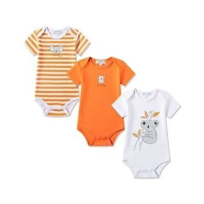 Set of 3 pieces of orange baby boy bodysuits kaola