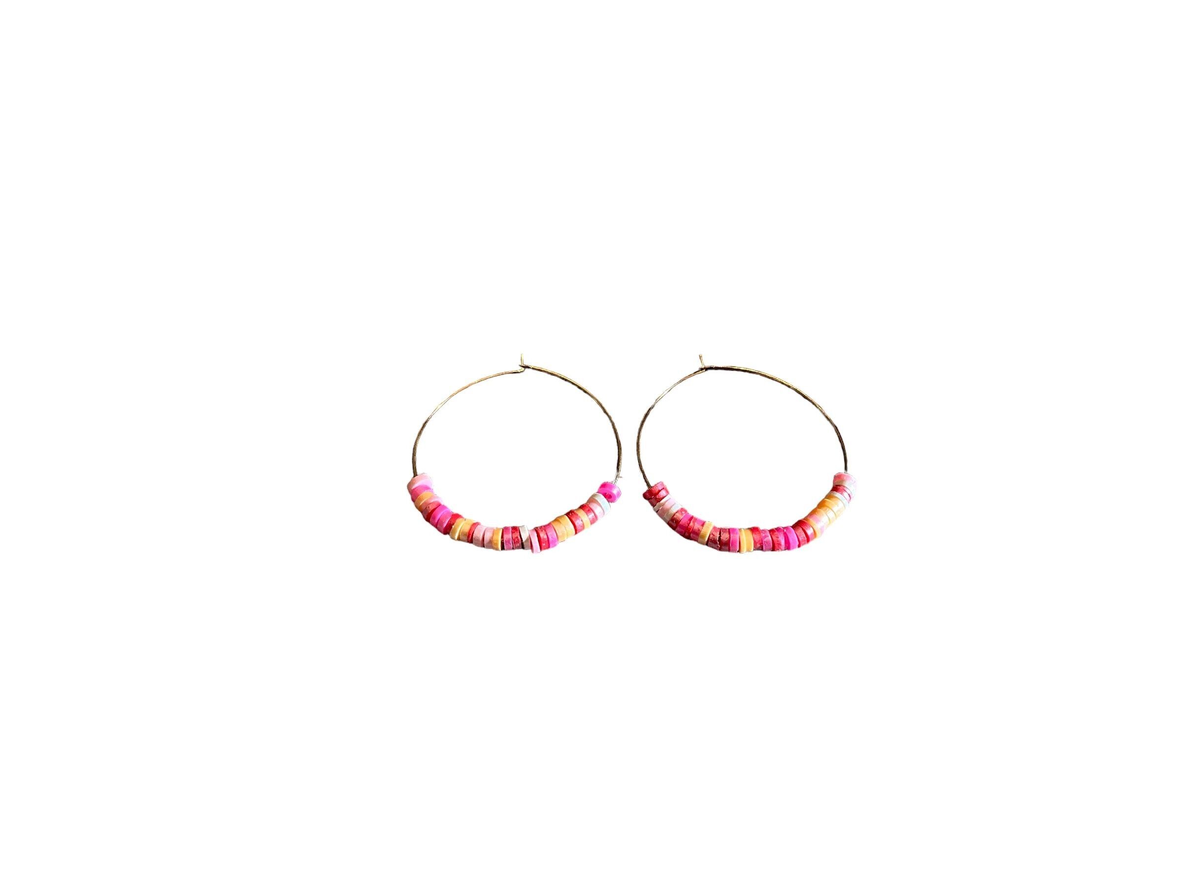 Multicolor pink Sunshine hoop earrings