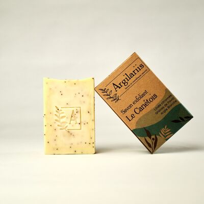 Canétois soap, exfoliating with poppy seeds, scented with lemon verbena essential oil