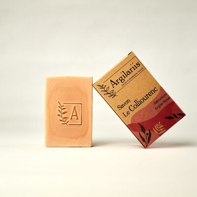 Colliourenc soap, scented with Geranium essential oil and colored with pink clay