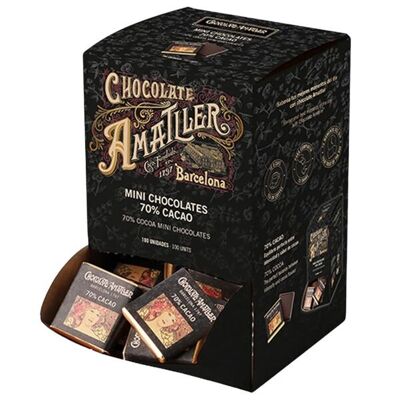 DISPENSADOR DE NAPOLITANAS DE CHOCOLATE NEGRO 70% 5g - 100 Napolitanas