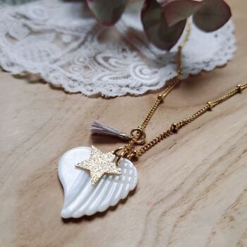 Collier coeur coquillage chaine acier inoxydable 1