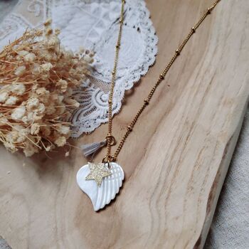 Collier coeur coquillage chaine acier inoxydable 2