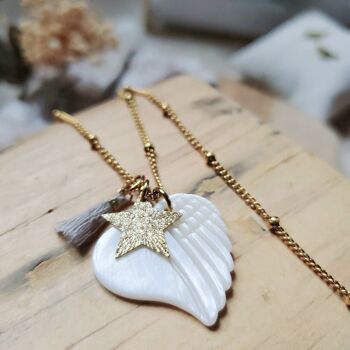 Collier coeur coquillage chaine acier inoxydable 5