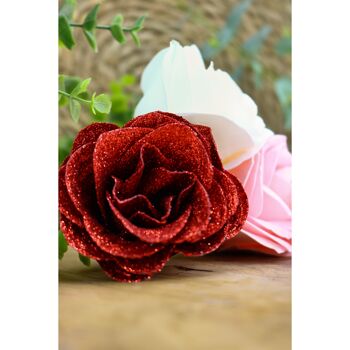 Fleur – Rose paillette rouge 3