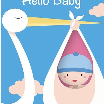 Carte double Fun-Cut "Hello Baby - Bleu"