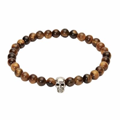 Bracelet-"Viro"-Tiger'S Eye With Skull