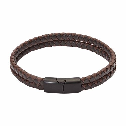 Bracelet-"Viro"-Leather Double-Brown