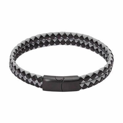 Bracelet-"Viro"-Leather Double-Black