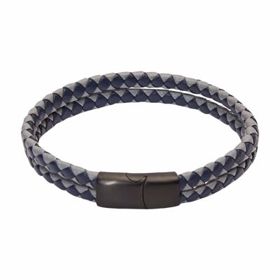 Bracelet-"Viro"-Leather Double-Blue