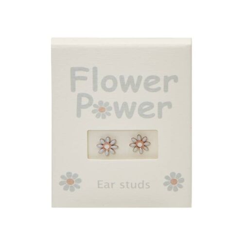 Ear Studs-"Flower Power"-Rosegold Pl.-Blue