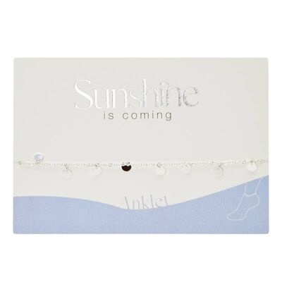 Anklet-"Sunshine Is Coming"-Silver Pl.-Platelet