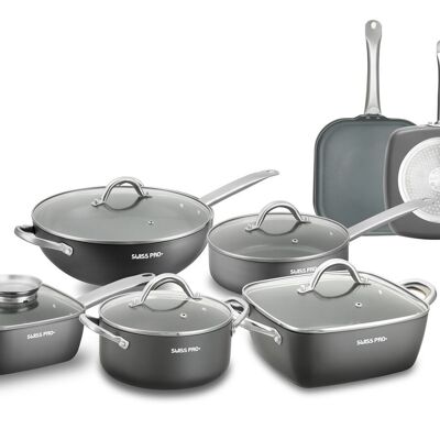 12 PCS Aluminium Cookware Set Grey