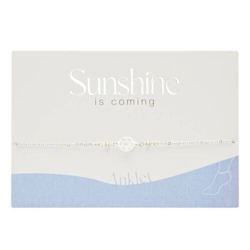 Anklet-"Sunshine Is Coming"-Silver Pl.-Pearl