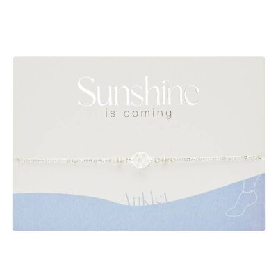 Anklet-"Sunshine Is Coming"-Silver Pl.-Pearl