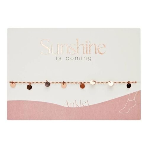 Anklet-"Sunshine Is Coming"-Rosegold Pl.-Platelet