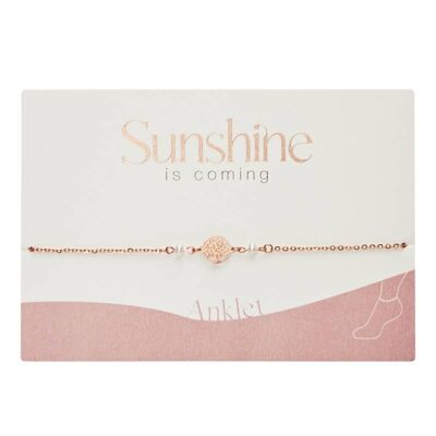 Anklet-"Sunshine Is Coming"-Rosegold Pl.-Pearl