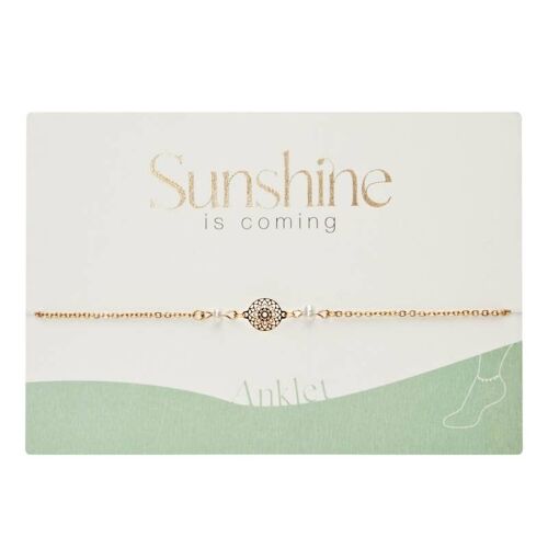 Anklet-"Sunshine Is Coming"-Gold Pl.-Pearl