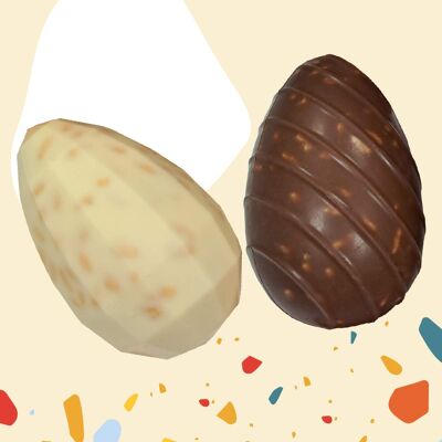 Chocodic- Le petit œuf inclusion chocolat blanc inclusion riz soufflé - chocolat de paques