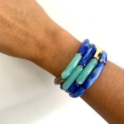 Elastic bracelet acetate resin tube thickness 0.5 cm blue gradient