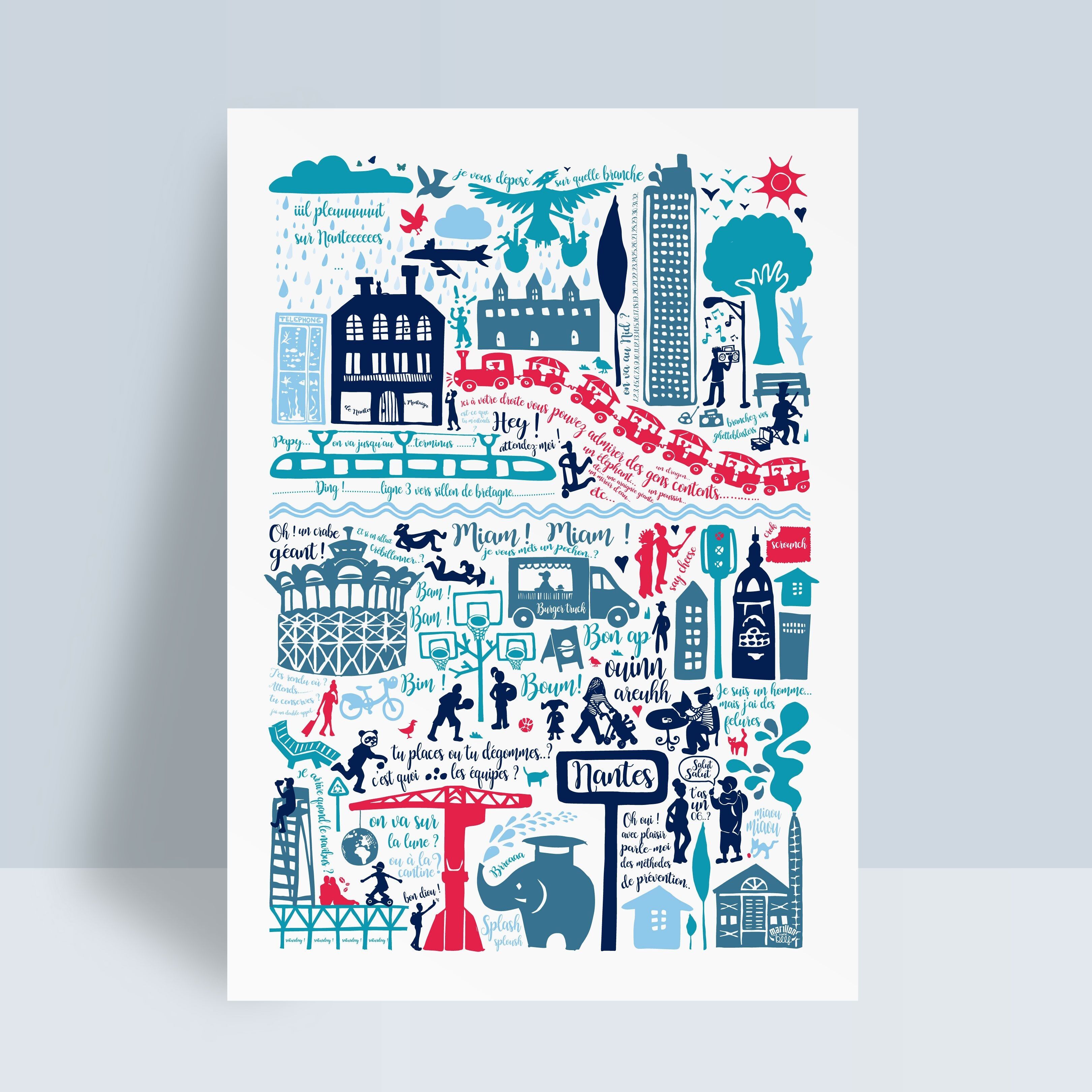 Affiche Nantes rouge 40x60bcm