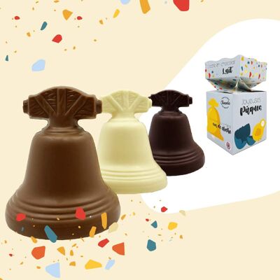 Chocodic - Surtido de campanas de chocolate chocolate con leche o negro 73% cacao o chocolate blanco - Chocolate de Pascua