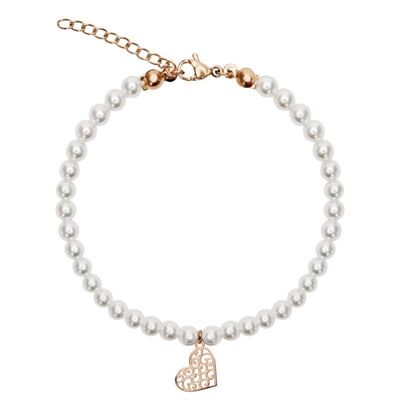 Pearl Bracelet-Rosegold Pl.-Heart