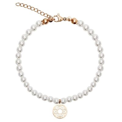 Pearl Bracelet-Rosegold Pl.-Mandala Of Love